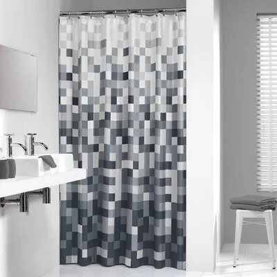 Produktbild von Ibenzoa® Duschvorhang 180x200 cm – wasserabweisend, 100% Polyester, schwarz, 12 Ösen, gummiband-gewichtet, verstärkte Oberkante, waschbar bei 30°C