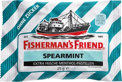 Obrázok produktu pre Fishermans Friend Spearmint čerstvé mentolové pastilky bez cukru 25g