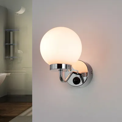Productafbeelding van Wandlamp "Togo", bolvormig, glas en metaal, fitting E14, klassieke wandlamp, geschikt voor de badkamer