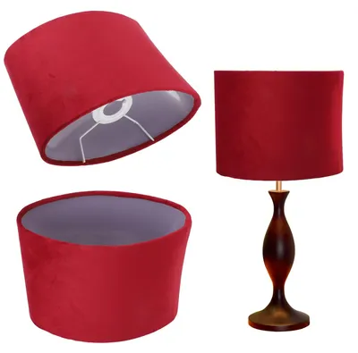 Stoff-Lampenschirm oval, Clip-on, E27/E14, Rot, 12,5x23x18 cm
