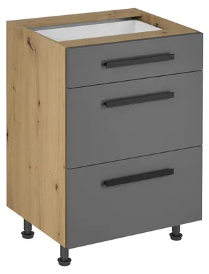 Obrázek produktu pro Dolní šuplíková skříňka VALEN 2 - šířka 60 cm, dub artisan / šedá