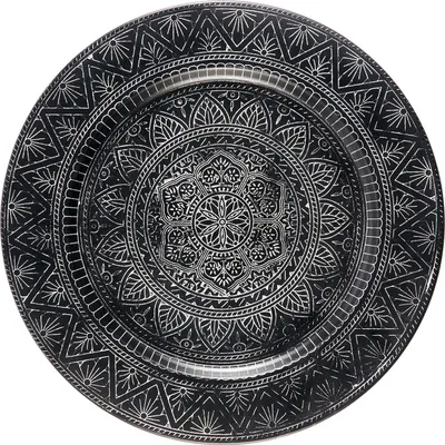 Image de Oriental Marokkanisches Plateau rond vintage noir