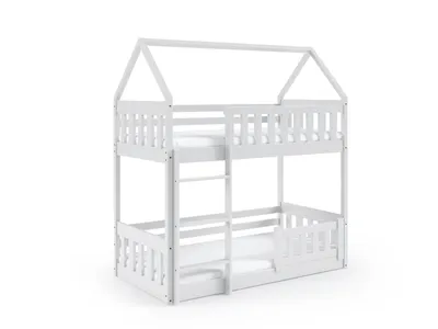 Produktbild von MTJMöbel Etagenbett ZUZIA SLIM 160x80cm mit Lattenrost, Massivholzbett Stockbett, Weiß Holz