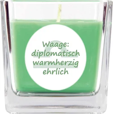 Produktbild von HS Candle "Sternzeichen" Duftkerze Kokos im Bonbonglas ( Waage ) - viele Motive zur Auswahl, 190g - Brenndauer bis zu 50 Std - Libra