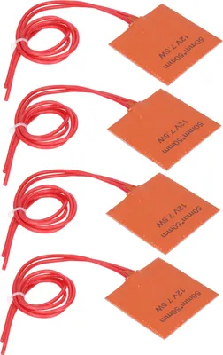 Image de 4 tapis chauffants en silicone, 12 V, 7,5 W, 120-150 °C, 50 x 50 mm, pour tuyauteries et fûts