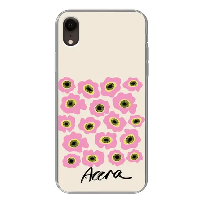 Produktbild von MuchoWow® Handyhülle Schutzhülle Hülle für iPhone XR Blumen - Rosa - Ghana Silikon Softcase Handy Hülle - Schutzdeckel