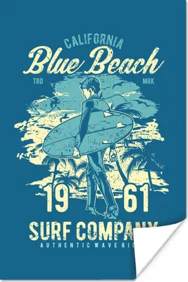 Produktbild von MuchoWow® Poster Surfbrett - Strand - Palme - Vintage 40x60 cm - Plakate für die Wand - Poster Babyzimmer