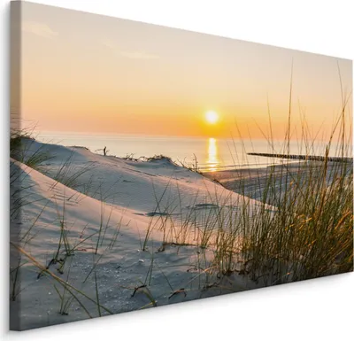Produktbild von Fabelhafte Canvas LEINWAND BILDER 100x70 cm XXL Kunstdruck Meer Strand Dünen Abend