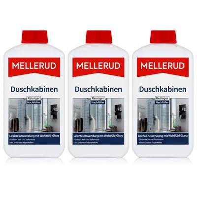Produktbild von 3x Mellerud Duschkabinen Reiniger Nachfüller 1L