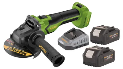 Obrázok produktu pre Akumulátorová uhlová brúska Procraft PGA22-BB 20 V 125 mm bez kefiek + 2x akumulátor 4,0 Ah + nabíjačka