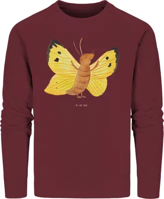Produktbild von Mr. & Mrs. Panda Organic Sweatshirt Schmetterling Zitronenfalter Größe XXL - Burgundy - Geschenk, Baumwoll Pullover, Fakt, Pulli, Selbstliebe, Motivation, Nachhaltiger