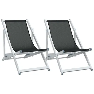Produktbild von Strandstühle 2 Stk. Klappbar Schwarz Aluminium und Textilene