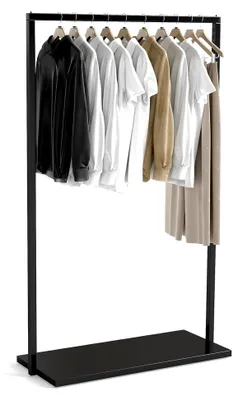 Produktbild von Hochleistungs-Garderobenständer, Stahl-Kleiderständer für Jacken und zum Trocknen, Freistehender Kleiderständer für Schlafzimmer, Büro und gewerbliche Nutzung, Schwarz, 100cm (Edelstahlrahmen)