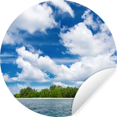 Produktbild von MuchoWow® Runde Wandtattoo - Wandsticker Tapete Aufkleber Insel - Sommer - Tropisch Ø 50 cm Selbstklebend und Repositionierbar - Wandaufkleber - Kreis - Wand Kreis - Wand Bild - Foto Tapete - Selbstklebende - Wohnzimmerdekoration - Wand Dekoration - Kinderzimmer