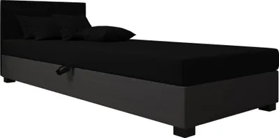 Produktbild von AURA SOFA  Boxspringbett TILIA 80x195 Komplett-Set mit Bonell Matratze, Polsterbett mit Bettkästen - Dunkelgrau/Schwarz, SAWANA 05/14