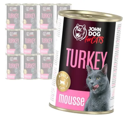 Produktbild von John Dog Katzenmousse mit Truthahn 12 x 400 g getreidefreies Nassfutter für Katzen