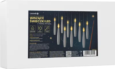 Obrázek produktu pro Závěsné LED svíčky ovládané hůlkou, sada 10 ks, kouzelné svíčky na dálkové ovládání