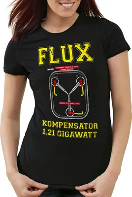 Produktbild von style3 Flux Kompensator Damen T-Shirt Game Gamer Zukunft Zurück Zeitreise, Farbe:Schwarz, Größe:M