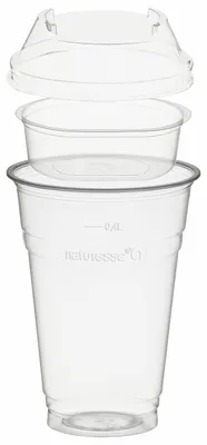 Produktbild von 50x Trinkbecher 400ml + Domdeckel stapelbar + Einsatzbecher Ø 96mm (PLA)