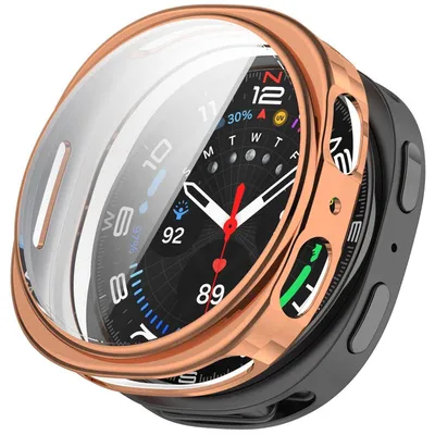Image de Pour Samsung Galaxy Watch 8 44mm Electroplated Full Cover TPU Smart Watch Cover Protection Rose Gold