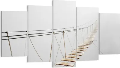 Produktbild von Bild auf Leinwand - Leinwandbild - 5 Teile - Brücke ausgesetzt Nebel - 160x85cm - Wand Bild - Wanddeko - Wandbilder - Leinwanddruck - Bilder - Wanddekoration - Leinwand bilder - EA160x85-5018