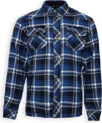Produktbild von Bores Lumberjack Premium Motorradhemd, blau/weiß, M