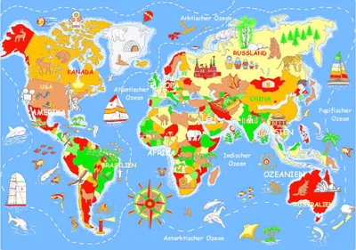 Produktbild von EDUPLAY 110-185 Spielteppich 'Welt', 140x200cm, bunt