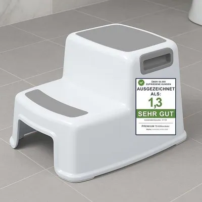 Productafbeelding van Opstapkruk voor kinderen - 2-traps kruk - 26 cm hoog - Belastbaarheid 80 kg - Grijs