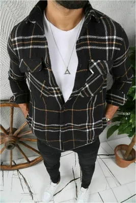 Produktbild von Megaman 5587 Holzfällerhemd Flanellhemd Herren Hemd Kariert Holzfäller Baumwolle Hemdjacke L Schwarz/Weiß