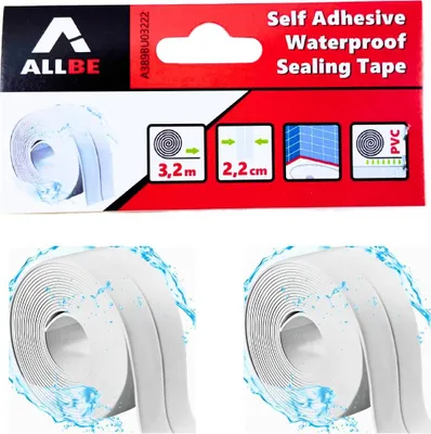 Produktbild von 2x Dichtungsband Selbstklebendes Wasserdichtes PVC 3,2m Weiß Bad Küche