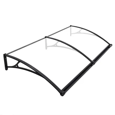 Produktbild von Deurluifel mit Seitenpaneel – Aluminium Vordach für Haustür – Wetterfestes Schutzdach 80 x 160 cm – Schwarz/Transparent