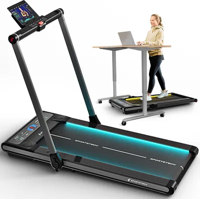 Produktbild von Sportstech Laufband sWalk Plus 2-in-1 | Klappbar mit LED | 14 km/h | App-Kompatibel