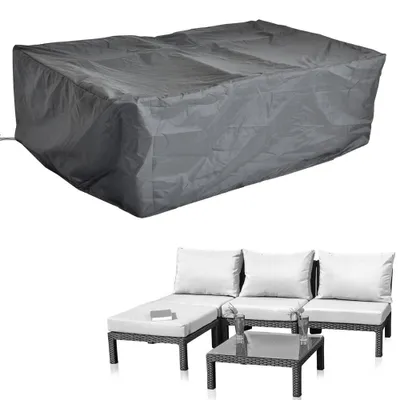 Image de Housse de protection 197x122x62 noire pour meubles de jardin en rotin Couverture bâche Météo
