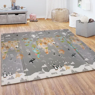 Produktbild von Spielmatte Krabbelmatte Baby Kinder Matte Faltbar Abwischbar Wendbar Tier Motiv Grösse 180x200 cm