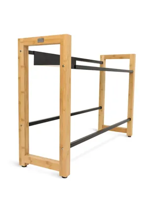 Produktbild von holz4home® Getränkekistenregal aus Bambus I 4 Kisten Breit. inkl. Metallablage I Schwarze Metallstreben I Regal Getränkeregal für Küche & Keller