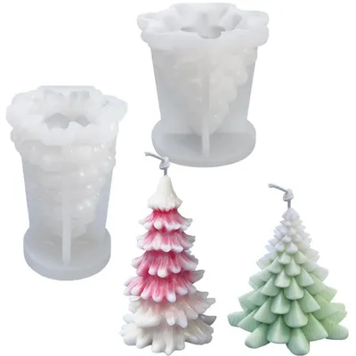Produktbild von 2 Stück Kerzenform Silikon 3D Weihnachten DIY Kerzengießform für Handarbeit Ornamente Duftkerze