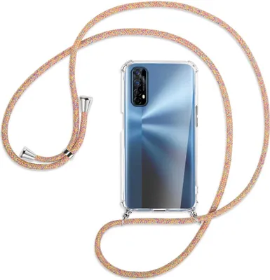 Produktbild von Handykette Backcover-Schutzhülle mit Band (Metall silberfarben) für Realme 7 (RMX2151) - Rainbow