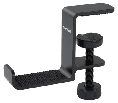 Immagine prodotto di Supporto per cuffie sotto scrivania - Max 2 kg - Alluminio - Argento - Altezza regolabile 0-3,8 cm