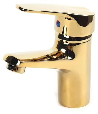 Produktbild von Waschtischarmatur Badezimmer - Einhebel Wasserhahn - Messing - Warm- und Kaltwasser - Wassersparend - Keramikkartusche - Gold