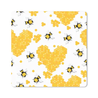 Produktbild von MuchoWow® Mauspad Mousepad Biene - Valentinstag - Honig 20x20 cm - Mousepads - Maus Mat - Pad - Mausunterlage - Desk Mat - Bureauartikeln