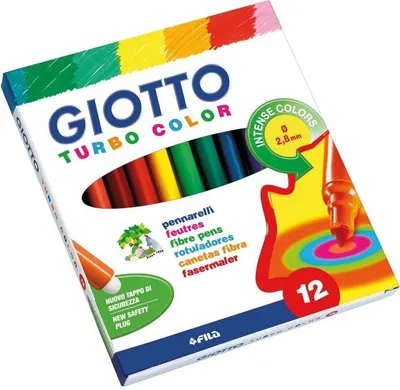 Image de Giotto Turbo Color 416000 Pointe fine 12 Marqueurs lavables