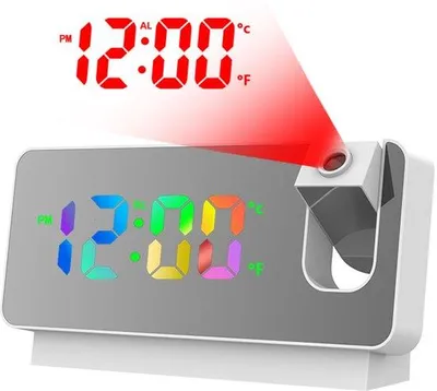Obrázok produktu pre Digitálny LED budík so zrkadlom, projekciou a zobrazením teploty – budík do spálne s nočným režimom a nastaviteľnou jasnosťou