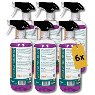 Produktbild von INOX® 6x1L Felgenreiniger - Hocheffektiver Reiniger für Stahl-, Chrom- & Alufelgen