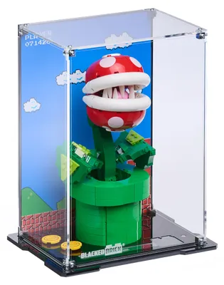 Produktbild von Blacked Brick Vitrine mit bedruckter Rückwand für LEGO® 71426 Super Mario™ – Piranha-Pflanze