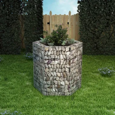 Produktbild von vidaXL Sechseckiges Gabionen-Hochbeet 100×90×100 cm