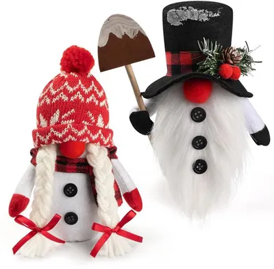 Produktbild von Unyqoos® Set aus 2 handgemachten skandinavischen Gnomen für atmosphärische Weihnachtsdekoration
