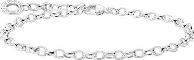 A silver bracelet on a white background.