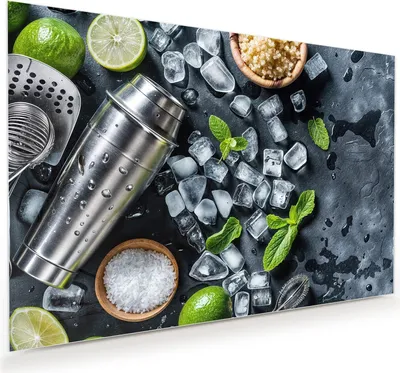 Produktbild von Glasbild 60x40cm in XXL für Wohnzimmer, Schlafzimmer Motiv Cocktail Zutaten