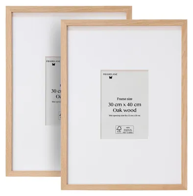 Fotolisten aus Eichenholz, 2er-Set, 30x40 cm, Natur