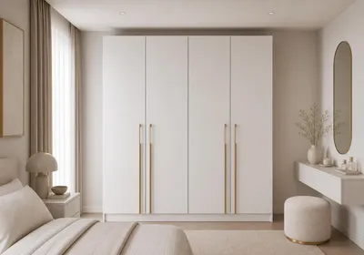 Produktbild von Kleiderschrank 4-türig – moderner Schrank viel Stauraum, Schlafzimmer Garderobenschrank - Schrank Glamy 4D - Weiß